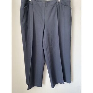 Lafayette 148 Wide Leg Pants Women's Size 24W Navy Virgin Wool Stretch Trousers